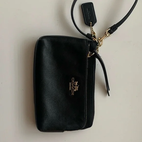 Coach Black Leather Double Zip Wristlet - Picture 2 of 5